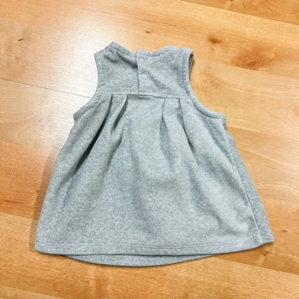 Carters Baby Girl Gray Sleeveless Fleece Owl Graphic Pocket Dress Size 3M